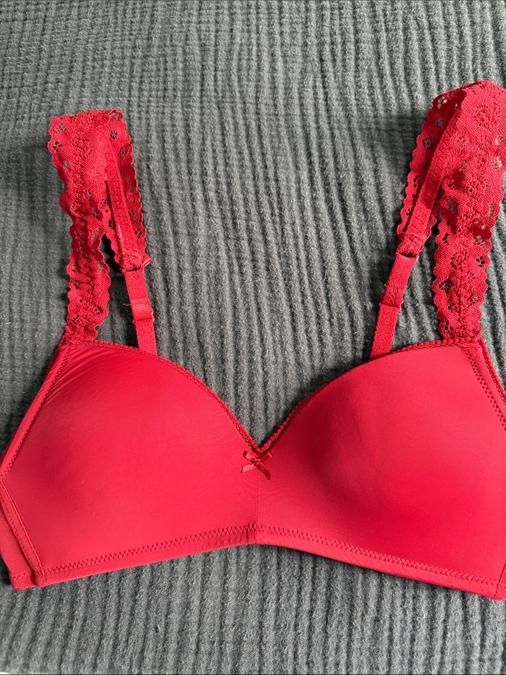 aerie Bright Red Lace Strap Wireless Bra